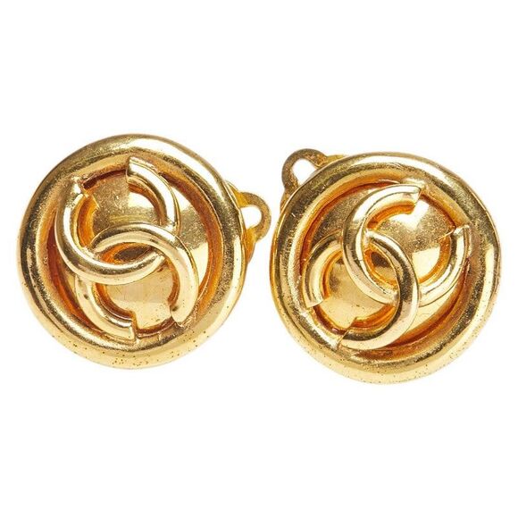 Pre Loved chanel Women metallic | gold Earrings - Picture 1 of 6